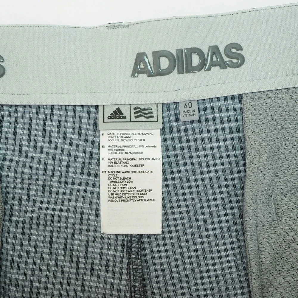 Adidas Golf Ultimate 365 Shorts Mens 40 Blue Gray Gingham Striped Performance
